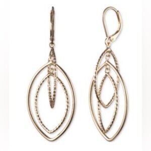 NWT Anne Klein Gold-tone Textured Orbital Drop Earrings - Gold